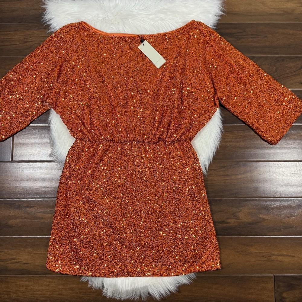 Never Fully Dressed Orange Sequin Mini Dress